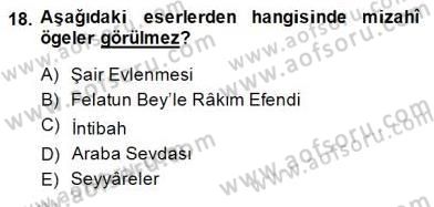 Tanzimat Dönemi Türk Edebiyatı 2 Dersi 2014 - 2015 Yılı (Final) Dönem Sonu Sınav Soruları 18. Soru