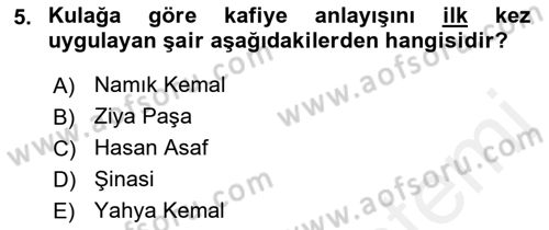 Tanzimat Dönemi Türk Edebiyatı 2 Dersi 2017 - 2018 Yılı (Final) Dönem Sonu Sınav Soruları 5. Soru