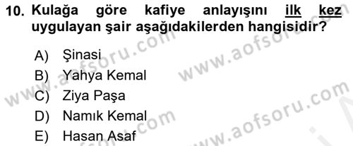 Tanzimat Dönemi Türk Edebiyatı 2 Dersi 2018 - 2019 Yılı (Final) Dönem Sonu Sınav Soruları 10. Soru