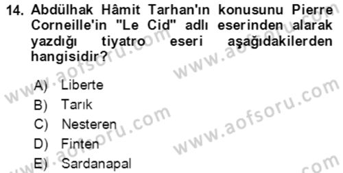 Tanzimat Dönemi Türk Edebiyatı 2 Dersi 2021 - 2022 Yılı (Vize) Ara Sınav Soruları 14. Soru