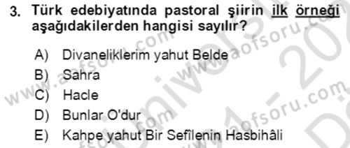 Tanzimat Dönemi Türk Edebiyatı 2 Dersi 2021 - 2022 Yılı (Vize) Ara Sınav Soruları 3. Soru