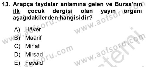 Tanzimat Dönemi Türk Edebiyatı 2 Dersi 2023 - 2024 Yılı Yaz Okulu Sınav Soruları 13. Soru