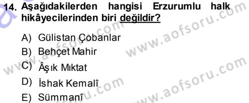Halk Hikayeleri Dersi 2014 - 2015 Yılı (Vize) Ara Sınav Soruları 14. Soru
