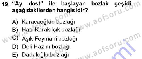 Halk Hikayeleri Dersi 2014 - 2015 Yılı (Vize) Ara Sınav Soruları 19. Soru
