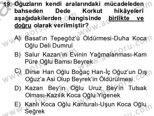 Halk Hikayeleri Dersi 2014 - 2015 Yılı (Final) Dönem Sonu Sınav Soruları 19. Soru