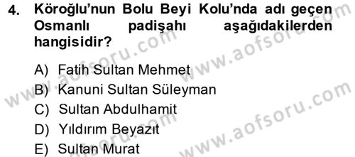 Halk Hikayeleri Dersi 2014 - 2015 Yılı (Final) Dönem Sonu Sınav Soruları 4. Soru