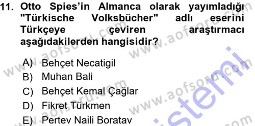 Halk Hikayeleri Dersi 2015 - 2016 Yılı (Vize) Ara Sınav Soruları 11. Soru