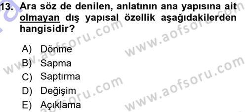 Halk Hikayeleri Dersi 2015 - 2016 Yılı (Vize) Ara Sınav Soruları 13. Soru