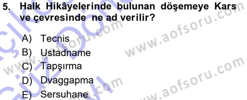 Halk Hikayeleri Dersi 2015 - 2016 Yılı (Vize) Ara Sınav Soruları 5. Soru