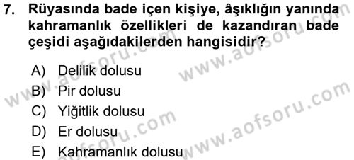 Halk Hikayeleri Dersi 2015 - 2016 Yılı (Vize) Ara Sınav Soruları 7. Soru