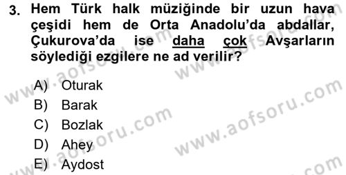 Halk Hikayeleri Dersi 2017 - 2018 Yılı (Vize) Ara Sınav Soruları 3. Soru