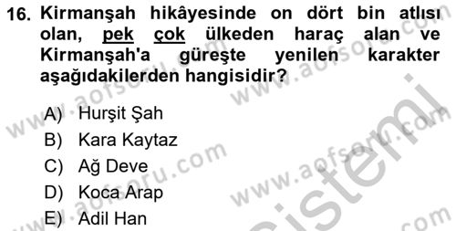 Halk Hikayeleri Dersi 2018 - 2019 Yılı Yaz Okulu Sınav Soruları 16. Soru