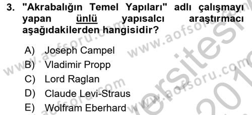 Halk Hikayeleri Dersi 2018 - 2019 Yılı Yaz Okulu Sınav Soruları 3. Soru