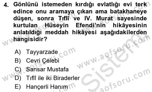 Halk Hikayeleri Dersi 2019 - 2020 Yılı (Final) Dönem Sonu Sınav Soruları 4. Soru