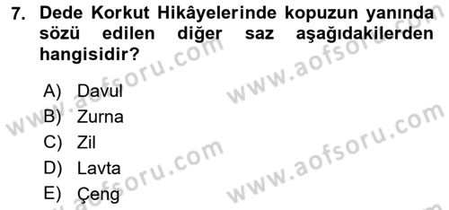 Halk Hikayeleri Dersi 2022 - 2023 Yılı (Final) Dönem Sonu Sınav Soruları 7. Soru