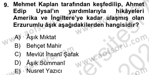 Halk Hikayeleri Dersi 2022 - 2023 Yılı (Final) Dönem Sonu Sınav Soruları 9. Soru