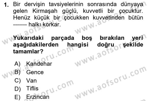 Halk Hikayeleri Dersi 2023 - 2024 Yılı (Final) Dönem Sonu Sınav Soruları 1. Soru