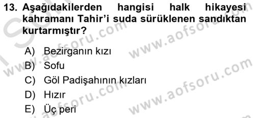 Halk Hikayeleri Dersi 2023 - 2024 Yılı (Final) Dönem Sonu Sınav Soruları 13. Soru