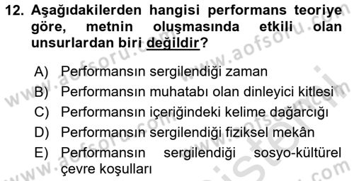 Halk Hikayeleri Dersi 2023 - 2024 Yılı Yaz Okulu Sınav Soruları 12. Soru