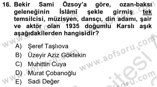 Halk Hikayeleri Dersi 2023 - 2024 Yılı Yaz Okulu Sınav Soruları 16. Soru