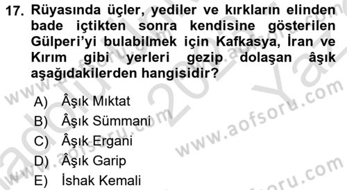 Halk Hikayeleri Dersi 2023 - 2024 Yılı Yaz Okulu Sınav Soruları 17. Soru