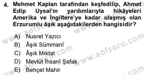 Halk Hikayeleri Dersi 2023 - 2024 Yılı Yaz Okulu Sınav Soruları 4. Soru