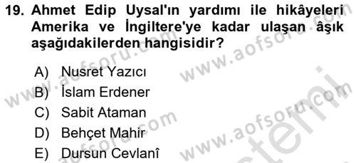 Halk Hikayeleri Dersi 2024 - 2025 Yılı (Final) Dönem Sonu Sınav Soruları 19. Soru