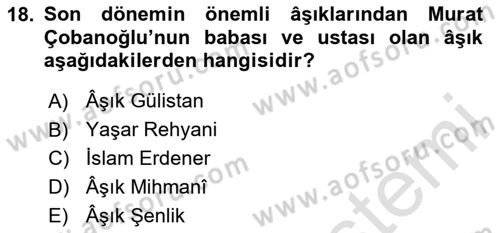 Halk Hikayeleri Dersi 2024 - 2025 Yılı Yaz Okulu Sınav Soruları 18. Soru
