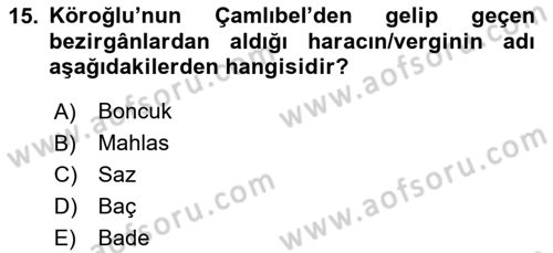 Halk Hikayeleri Dersi 2025 - 2026 Yılı (Final) Dönem Sonu Sınav Soruları 15. Soru
