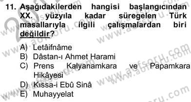 Halk Masalları Dersi 2012 - 2013 Yılı (Vize) Ara Sınav Soruları 11. Soru