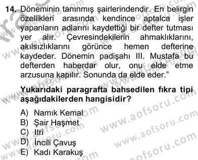 Halk Masalları Dersi 2012 - 2013 Yılı (Vize) Ara Sınav Soruları 14. Soru