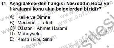 Halk Masalları Dersi 2012 - 2013 Yılı (Final) Dönem Sonu Sınav Soruları 11. Soru