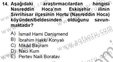Halk Masalları Dersi 2012 - 2013 Yılı (Final) Dönem Sonu Sınav Soruları 14. Soru