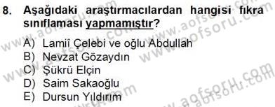 Halk Masalları Dersi 2012 - 2013 Yılı (Final) Dönem Sonu Sınav Soruları 8. Soru