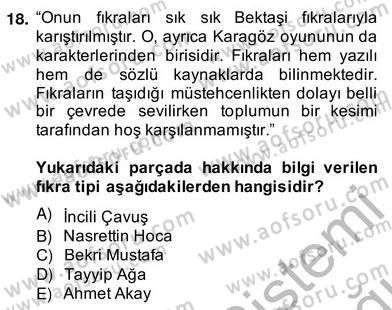 Halk Masalları Dersi 2013 - 2014 Yılı (Vize) Ara Sınav Soruları 18. Soru