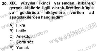 Halk Masalları Dersi 2013 - 2014 Yılı (Vize) Ara Sınav Soruları 20. Soru