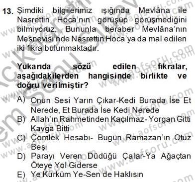 Halk Masalları Dersi 2013 - 2014 Yılı (Final) Dönem Sonu Sınav Soruları 13. Soru