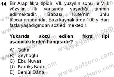 Halk Masalları Dersi 2013 - 2014 Yılı (Final) Dönem Sonu Sınav Soruları 14. Soru