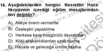 Halk Masalları Dersi 2013 - 2014 Yılı (Final) Dönem Sonu Sınav Soruları 16. Soru