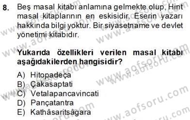 Halk Masalları Dersi 2013 - 2014 Yılı (Final) Dönem Sonu Sınav Soruları 8. Soru
