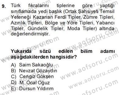 Halk Masalları Dersi 2013 - 2014 Yılı (Final) Dönem Sonu Sınav Soruları 9. Soru