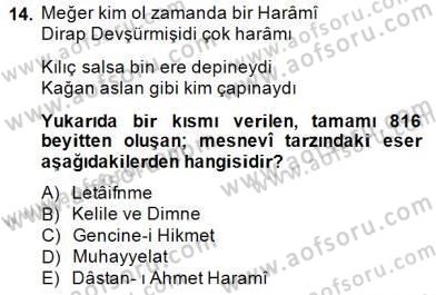 Halk Masalları Dersi 2014 - 2015 Yılı (Vize) Ara Sınav Soruları 14. Soru