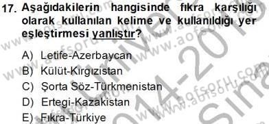 Halk Masalları Dersi 2014 - 2015 Yılı (Vize) Ara Sınav Soruları 17. Soru