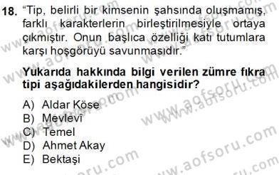 Halk Masalları Dersi 2014 - 2015 Yılı (Vize) Ara Sınav Soruları 18. Soru