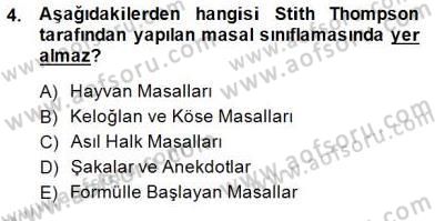 Halk Masalları Dersi 2014 - 2015 Yılı (Vize) Ara Sınav Soruları 4. Soru