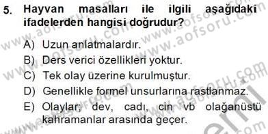 Halk Masalları Dersi 2014 - 2015 Yılı (Vize) Ara Sınav Soruları 5. Soru