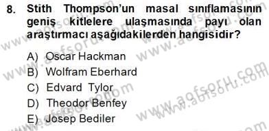 Halk Masalları Dersi 2014 - 2015 Yılı (Vize) Ara Sınav Soruları 8. Soru