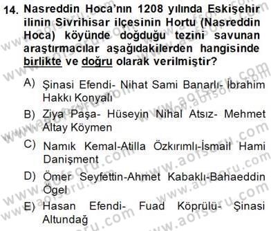 Halk Masalları Dersi 2014 - 2015 Yılı (Final) Dönem Sonu Sınav Soruları 14. Soru