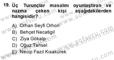 Halk Masalları Dersi 2014 - 2015 Yılı (Final) Dönem Sonu Sınav Soruları 19. Soru