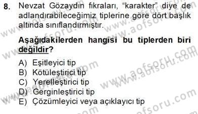 Halk Masalları Dersi 2014 - 2015 Yılı (Final) Dönem Sonu Sınav Soruları 8. Soru